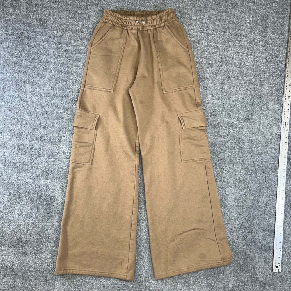 Roger Sport Mens Brown Wide Leg Cargo Sweatpants Fleece Lined M Utility Joggers